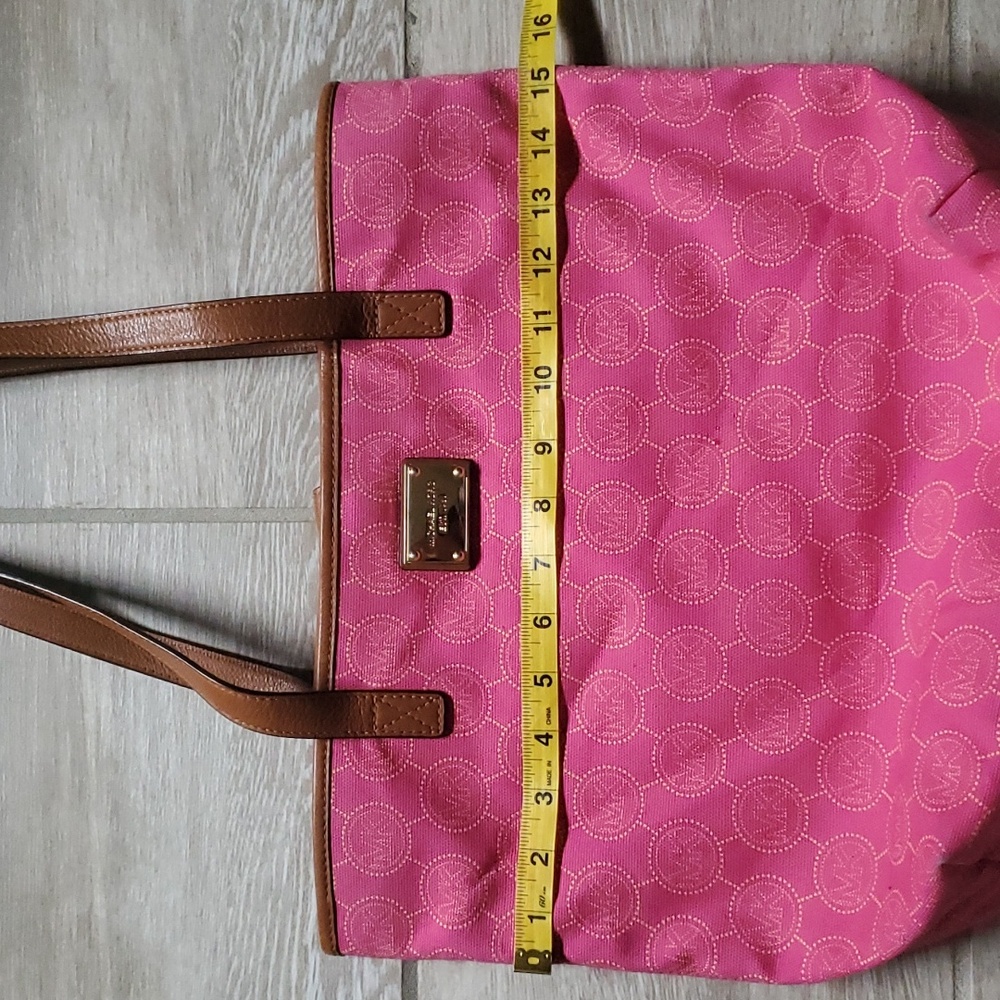 Michael Kors Pink Logo Canvas Tote - Picture 12 of 14